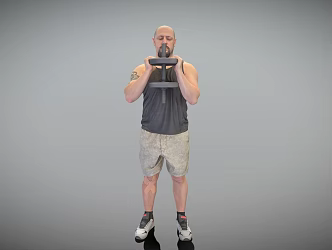 Sports men exercise action dumbbell shoulder exercise 3d model