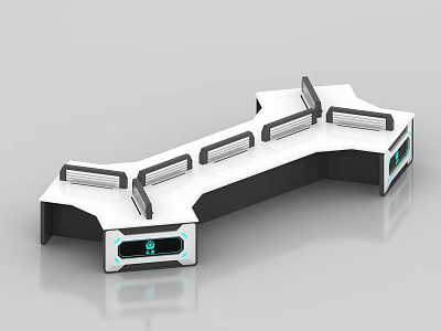 Modern Control Room Console Design With Multiple Screens And Ergonomic Workstations 3d model
