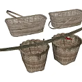 Decorative Woven Basket Ornament Set with Different Sizes and Handled Designs for Rustic Home Decoration