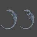 Game Movie Dinosaur Character With Open Mouth Blue Stripes And Sharp Teeth