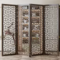 Metal Room Divider With Geometric Cutout Design Foldable Panel Screen For Interior Space Decor 3d model
