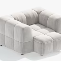 Light Gray Single Sofa With Modern Square Cushions And Soft Fabric Design 3d model
