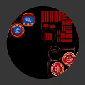 Black Round Household Storage Container With Vibrant Red Patterns Decorative Stickers And Logos