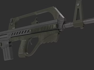 Tactical Military Rifle With Green Polymer Body Muzzle Barrel And Ergonomic Grip Design 3d model