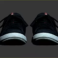 Black Casual Shoes With White Sole And Red Accents On Laces For Daily Wear