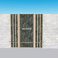Modern Feature Wall Design With Marble Panels Metal Strips And Welcome Sign
