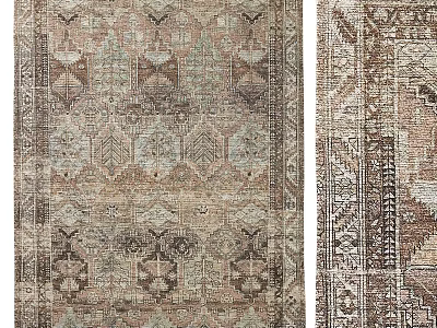 Vintage Square Rug With Intricate Traditional Patterns And Earth Tones Design 3d model