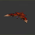 Vibrant Red Black Flying Game Movie Character With Sharp Wings And Claws