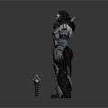 Mechanical Warrior Figure In Intricate Armor With Futuristic Weapon And Metallic Body Structure