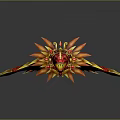 Mythical Game Movie Character Weapon With Red Yellow Dragon Design And Flame Shaped Head