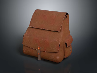 Brown Canvas Backpack With Flap Design And Buckle Straps For Daily Use 3d model