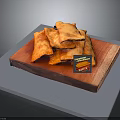 Crispy Fried Pastries on Red Wooden Tray with Delicious Crunchy Delight