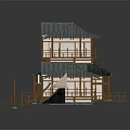 Traditional Chinese Architecture Model With Multiple Wooden Structures Blue Tiled Roofs and Detachable Components