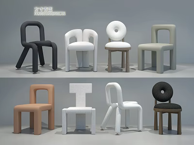 Modern Leisure Chairs With Various Contemporary Designs Different Colors And Minimalist Shapes 3d model