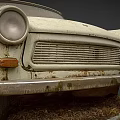 Old Rusted Vintage Car Front View Showing Weathered Metal Details