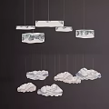 Modern Cloud Shaped Chandeliers Hanging Against Dark Background For Decorative Lighting 3d model