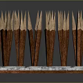 Wooden Spikes With Pointed Tops Neatly Arranged On Square Grid Base Structure