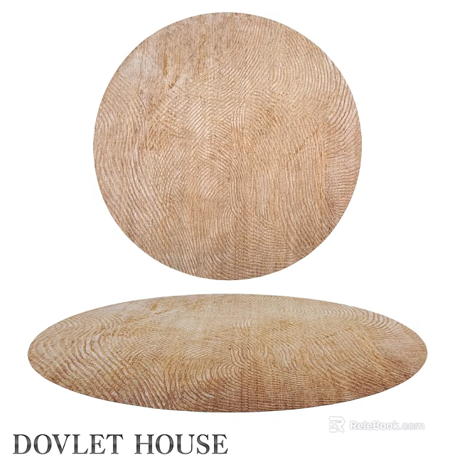 Round Carpet With Natural Wooden Texture Light Brown For Modern Home Decor 3d model 