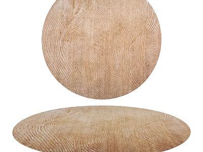 Round Carpet With Natural Wooden Texture Light Brown For Modern Home Decor 3d model