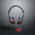 High Quality Wired Over Ear Computer Headphones With Black Red Design 3d model