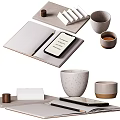 Modern Desk Decorative Accessories Set With Notebook Pen Mug And Storage Blocks