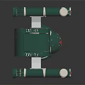 Green Multiple Barrel Weapon with Round Base Red Details and Sighting Devices
