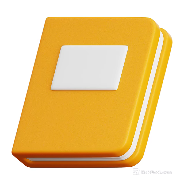 Bright Yellow Book Featuring White Square Label And Clean Cover Design 3d model 