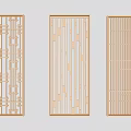 Three Modern Decorative Room Dividers With Geometric Patterns And Striped Designs 3d model