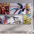 Abstract Paintings on Wall with Colorful Styles Diverse Designs Modern Art
