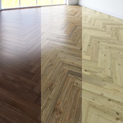 Elegant Wooden Flooring With Herringbone Pattern And Various Natural Wood Tones 3d model