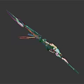 Futuristic Mechanical Spear With Silver Black Blue Green Accents And Sharp Tip