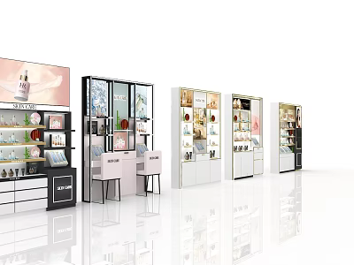 Modern Mall Shop Interior With Glass Display Cabinets And Product Shelves 3d model