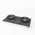 Modern Kitchen Appliance Gas Stove With Double Burners Black Surface And Control Knobs 3d model