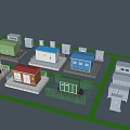 Various Colored Industrial Equipment Workshops With Green Area Facility Layout Design