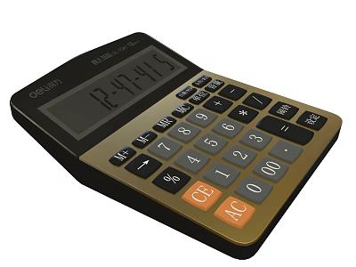 Casio Calculator With Digital Display Numeric Keys CE AC And Black Gold Design 3d model