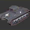 Blue Military Tank With White Cross Marking On Turret And Track Details
