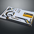 SPACEX Technical Control Panel With White Background Yellow Warning Stripes And Geometric Patterns 3d model