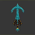 Ornamental Teal Weapon 3D Model With Sharp Top Gear Base And Yellow Spikes