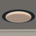 Modern Round Flush Mount Ceiling Light With Black Frame And White Glow On Gray Ceiling 3d model