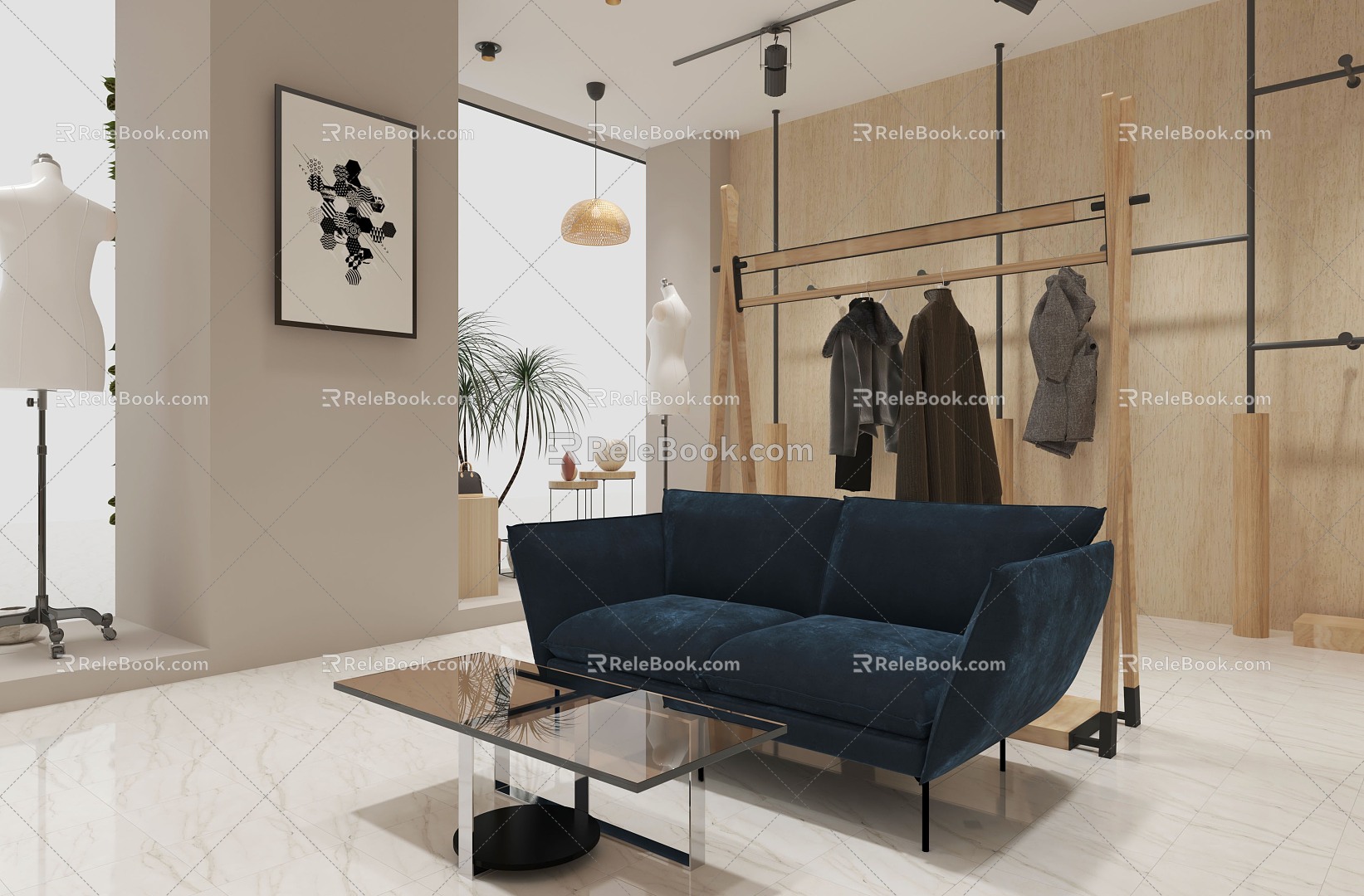 Modern Clothing Store Fur Shop 3d model