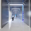 Modern Elevator Corridor With Sleek Futuristic Lighting And Metallic Walls 3d model