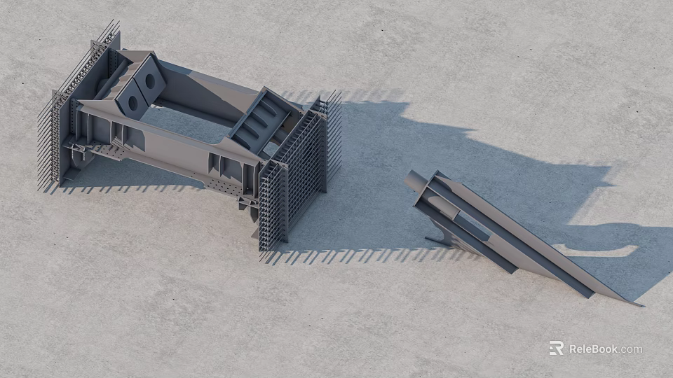 Bridge Structure Model With Metal Framework And Grid Support Components 3d model