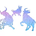 Decorative Bull Shaped Gradient Color Wall Decor For Modern Home Interior 3d model