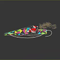 Colorful Geometric Transparent Structure With Multicolored Triangles Metal Frame And Reflective Base