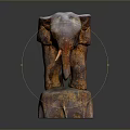 Artistic Rustic Wooden Elephant Statue With Carved Texture And Decorative Base