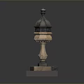 Classic European Style Lighting Combination with Marble Pedestal and Black Dome Top