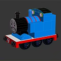 Cute Electric Toy Blue Train With Smiling Face Black Chimney And Red Wheels