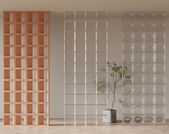 Modern partition cement brick glass brick partition 3d model