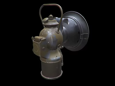 Vintage Kerosene Lamp With Metal Handle Classic Rustic Antique Design 3d model