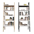 Multi Tiered Display Shelves With Wooden And Black Design Books Potted Plants And Decorative Items